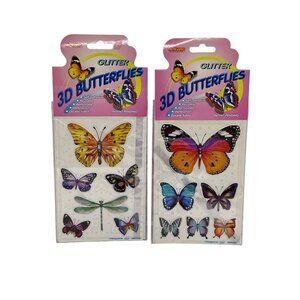 Set 2 Artlover 3D Glitter Butterfly & Dragonfly Stickers Craft Decals NEW Sealed